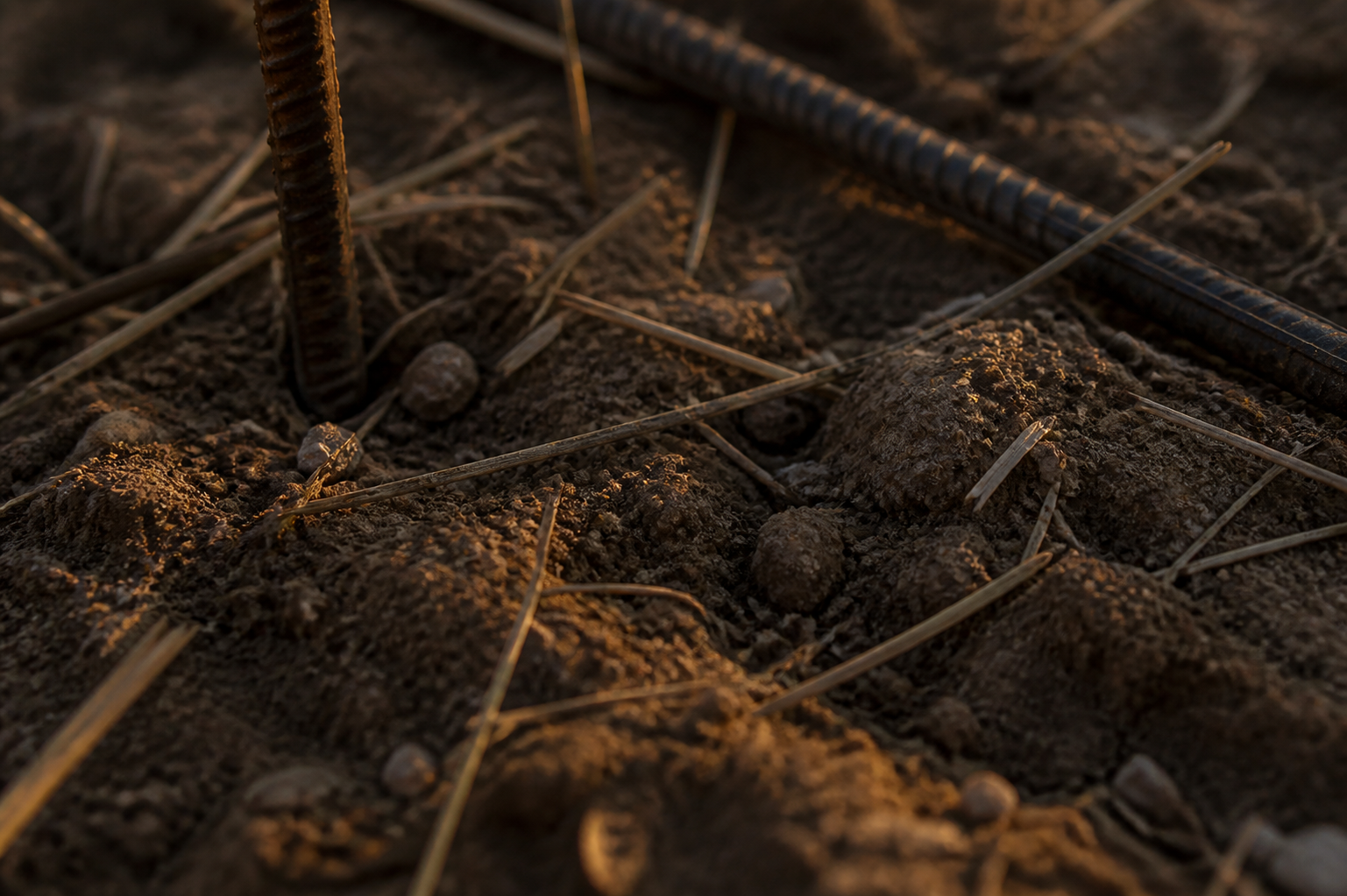 Dark loam texture with amber dusk light